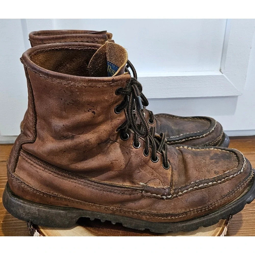 VTG W.C. Russell Moccasin Co Bird Shooter BLUE LABEL 50s 60s Boots Vibram 111/2